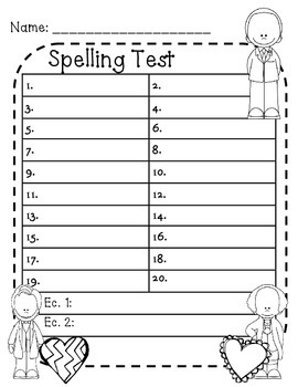 20 word spelling test printable